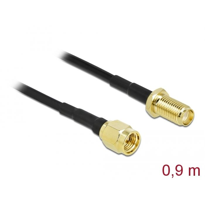 Delock antennakábel SMA-dugó - SMA-hüvely LMR/CFD100, 0,9m (90447) (DE90447)