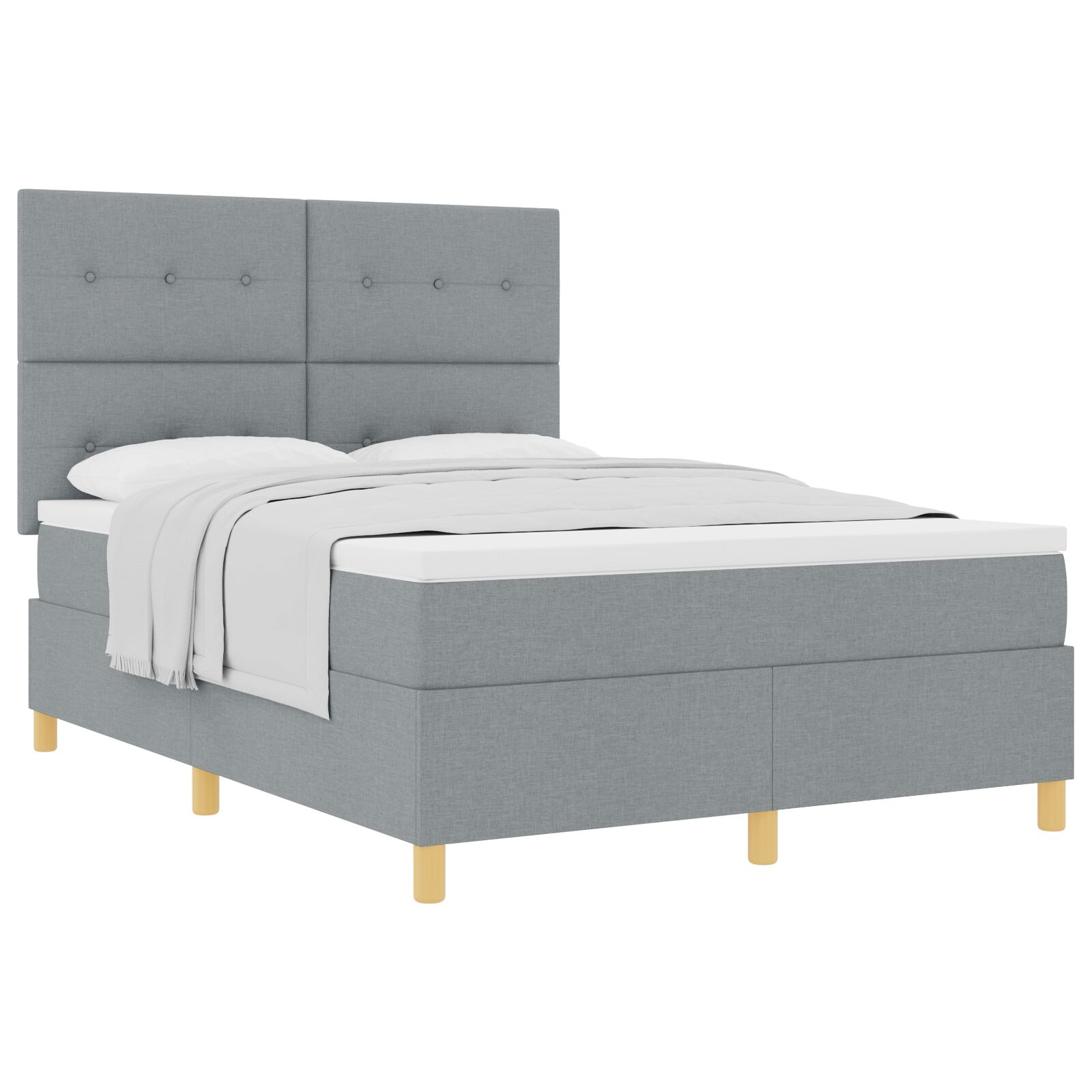 Boxspring Ágy Matrac nélkül Világosszürke 140x190 cm Szövet (3339616)