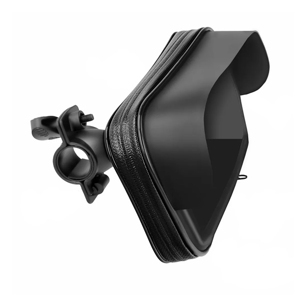 gigapack Kerékpáros telefontartó (kormányra, 360°, por és vízálló cipzáras tok, 4.8-5.5") FEKETE (GP-138521)