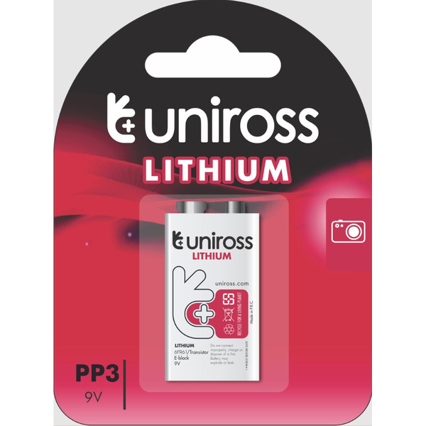 Uniross 6F22/9V lítium elem (ULI9V1)
