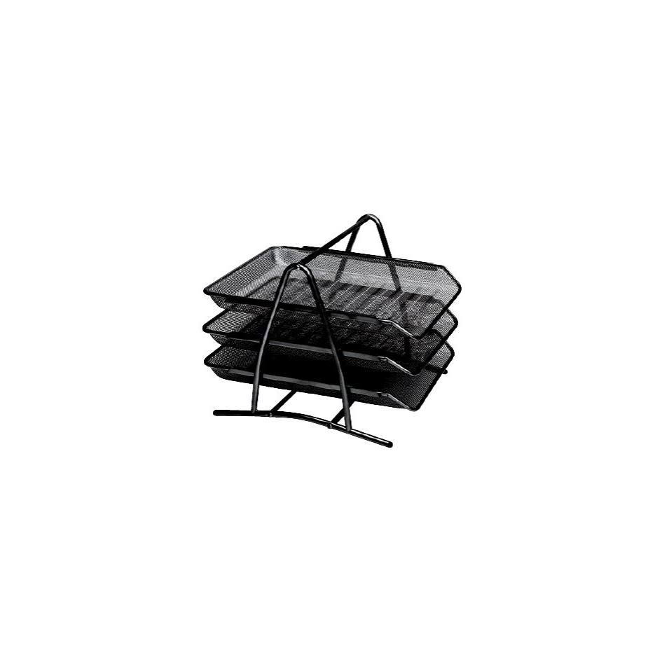 Fémhálós 3 emeletes irattálca - Fekete (C11823)