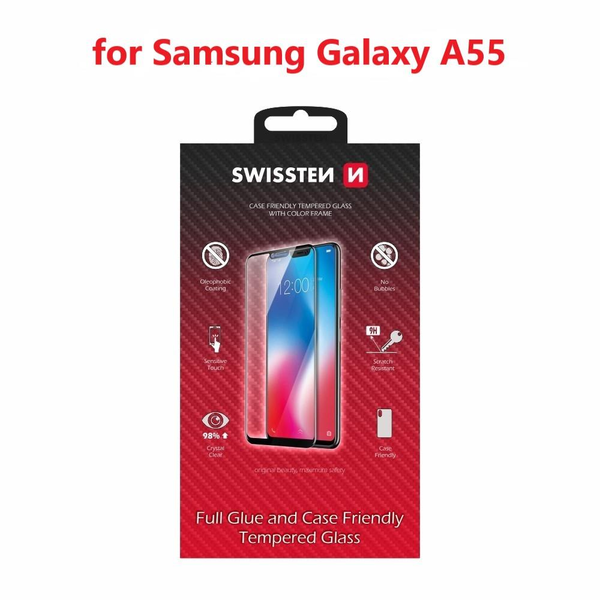 Swissten Case Friendly Samsung Galaxy A55 üvegfólia - fekete