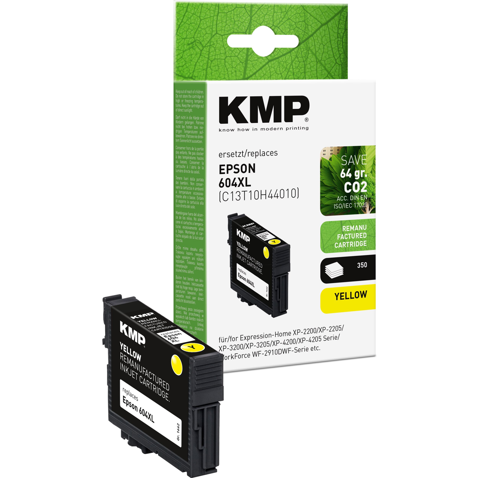 Съвместима мастилена касета KMP за Epson 604XL T10H4, жълта, 5 мл