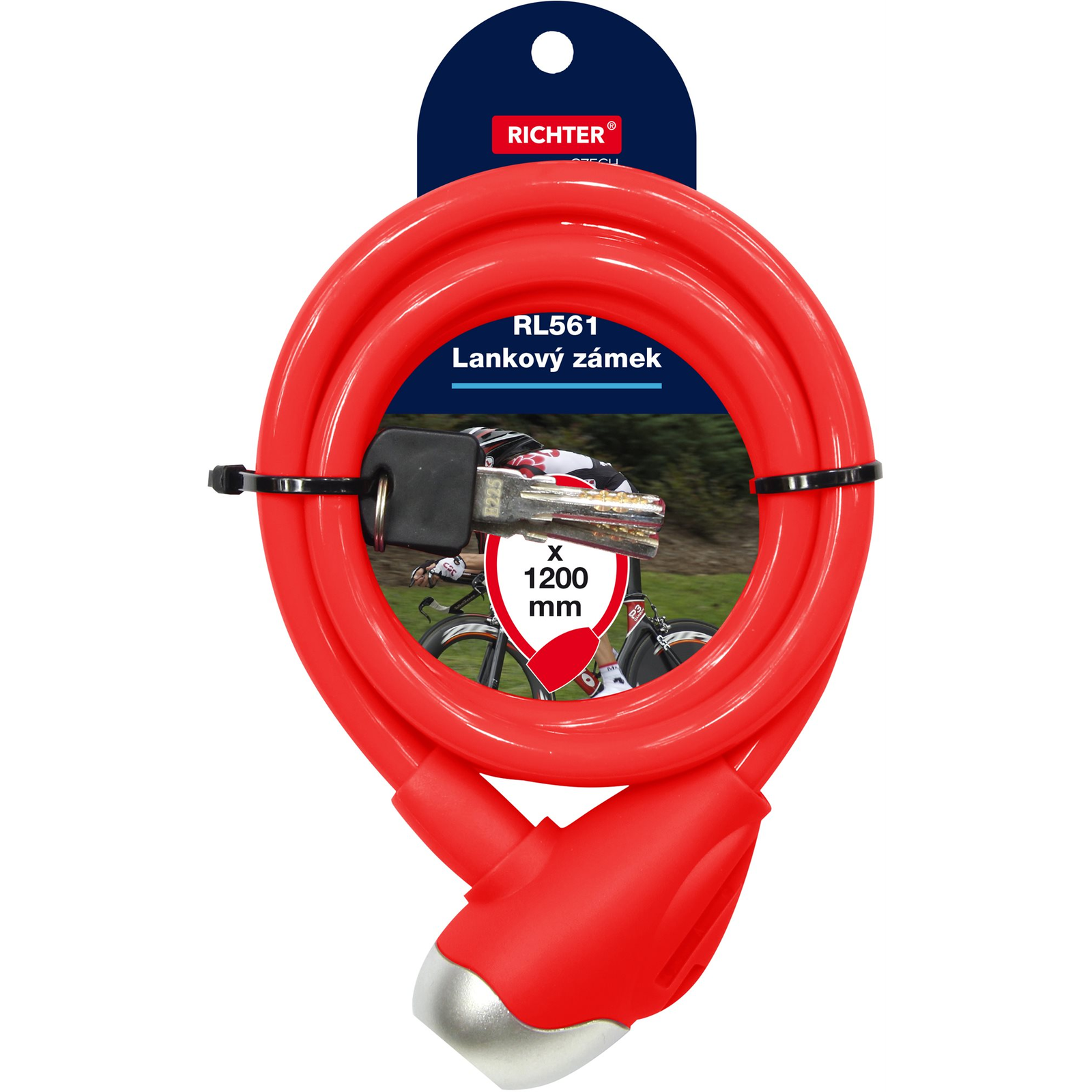 Richter cseh RL.561.10x1200.CRV kábelzár, piros (0722-27006)