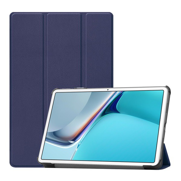 Tok álló, bőr hatású (aktív FLIP, oldalra nyíló, TRIFOLD asztali tartó funkció) SÖTÉTKÉK [Huawei MatePad 11 WIFI (DBY-W09)] (5996591102405)