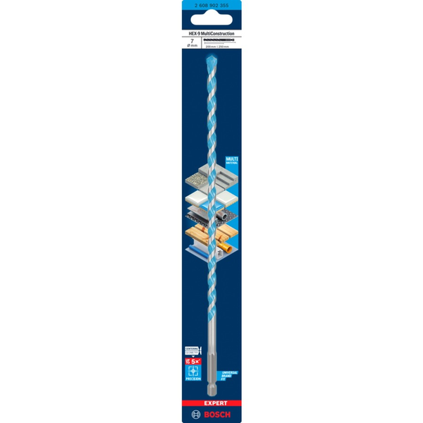 Vrták BOSCH HEX-9 MultiConstruction 7 mm 200/250
