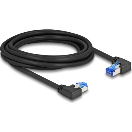 Delock RJ45 Netzwerkkabel Cat.6A S/FTP rechts / links gewinkelt 3 m schwarz