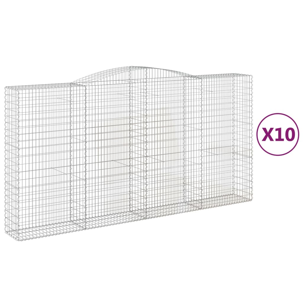 10 db íves horganyzott vas gabion kosár 400x50x200/220 cm (3147069)