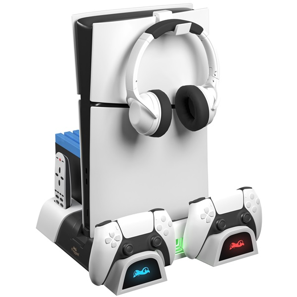 Froggie PS5/PS5 Slim Kiegészítő Ventilátoros állvány + Headset tartó - Fehér (FX-P5-C4-W)
