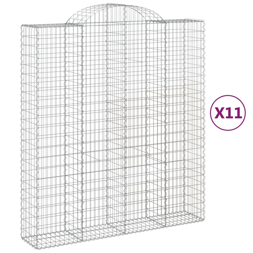 11 db íves horganyzott vas gabion kosár 200x50x220/240 cm (3146455)