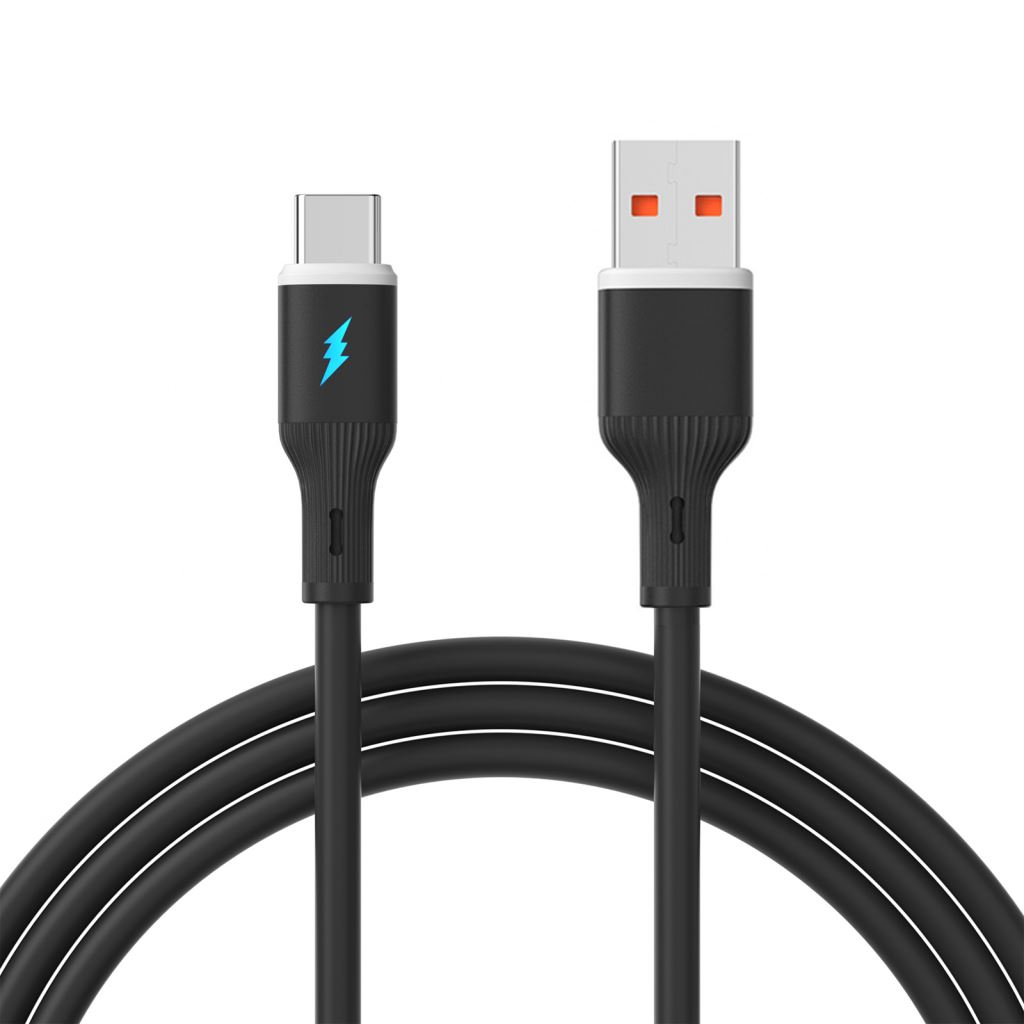 Akyga USB type C / USB A Szilikon kábel 1m fekete (AK-USB-62) (AK-USB-62)
