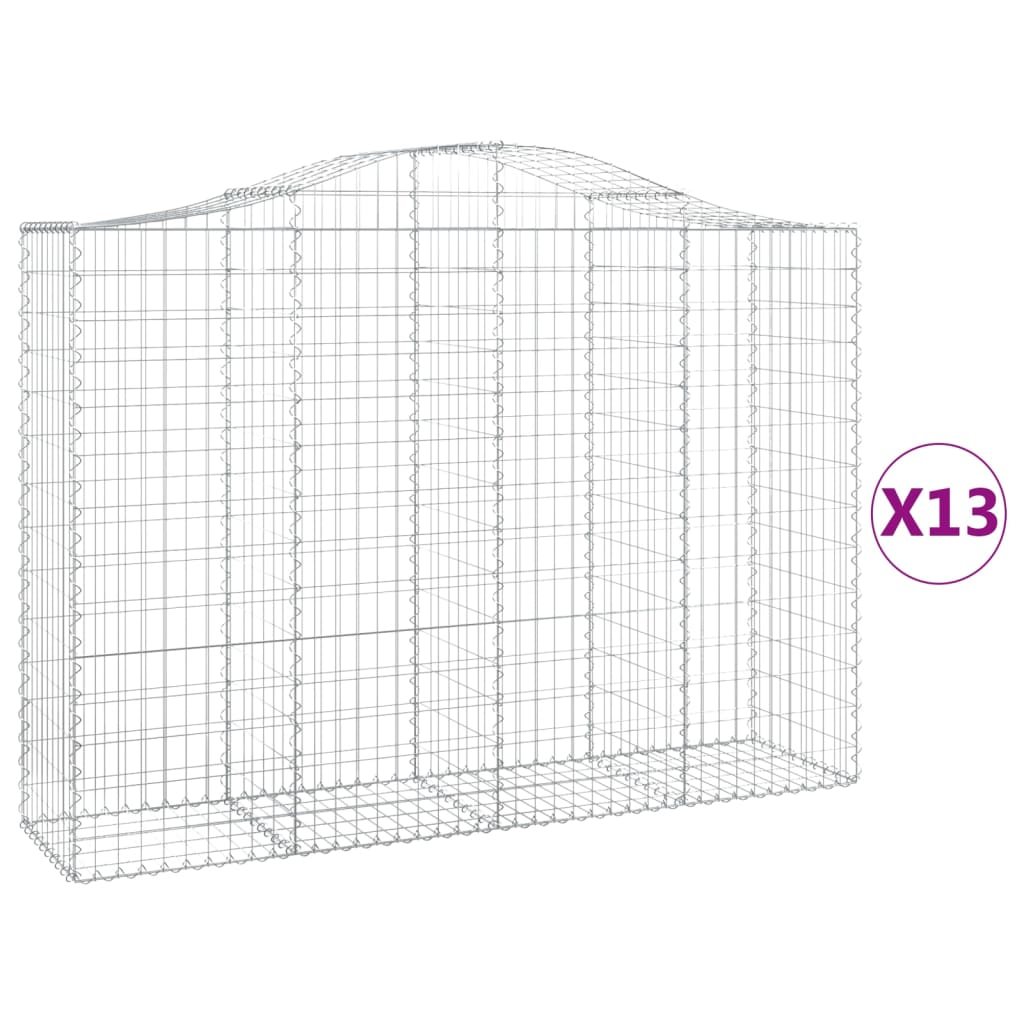 13 db íves horganyzott vas gabion kosár 200x50x140/160 cm (3145693)