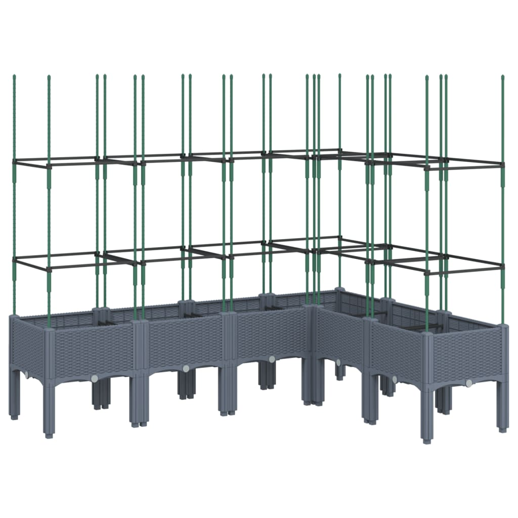 szürke PP rácsos kerti ültetőláda 160 x 120 x 142,5 cm (367966)