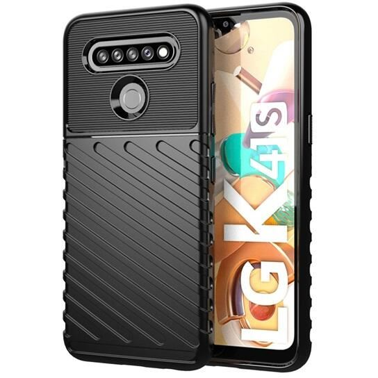 Gigapack LG K51S (K510EMW) csíkos dombormintás szilikon tok fekete (GP-99923) (GP-99923)