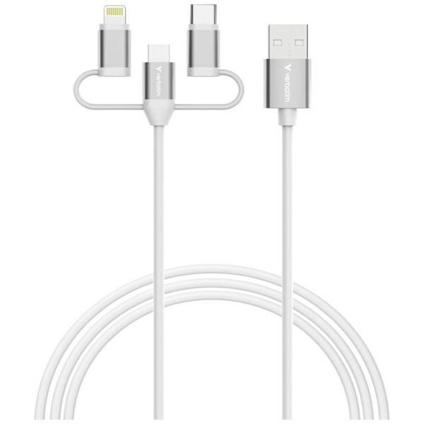 Verbatim 32394 USB-kabel USB 2.0 1 m USB A 2 x USB C/Micro USB-B/Lightning 0,48 Gbit/sek. 18 W Hvid