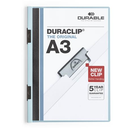 Durable Gyorsfűző klip mappa A3, műanyag 60laphoz fém klippes kék (221806) (221806)