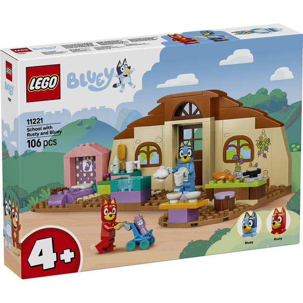 11221 Bluey Schule mit Rusty und Bluey, Konstruktionsspielzeug