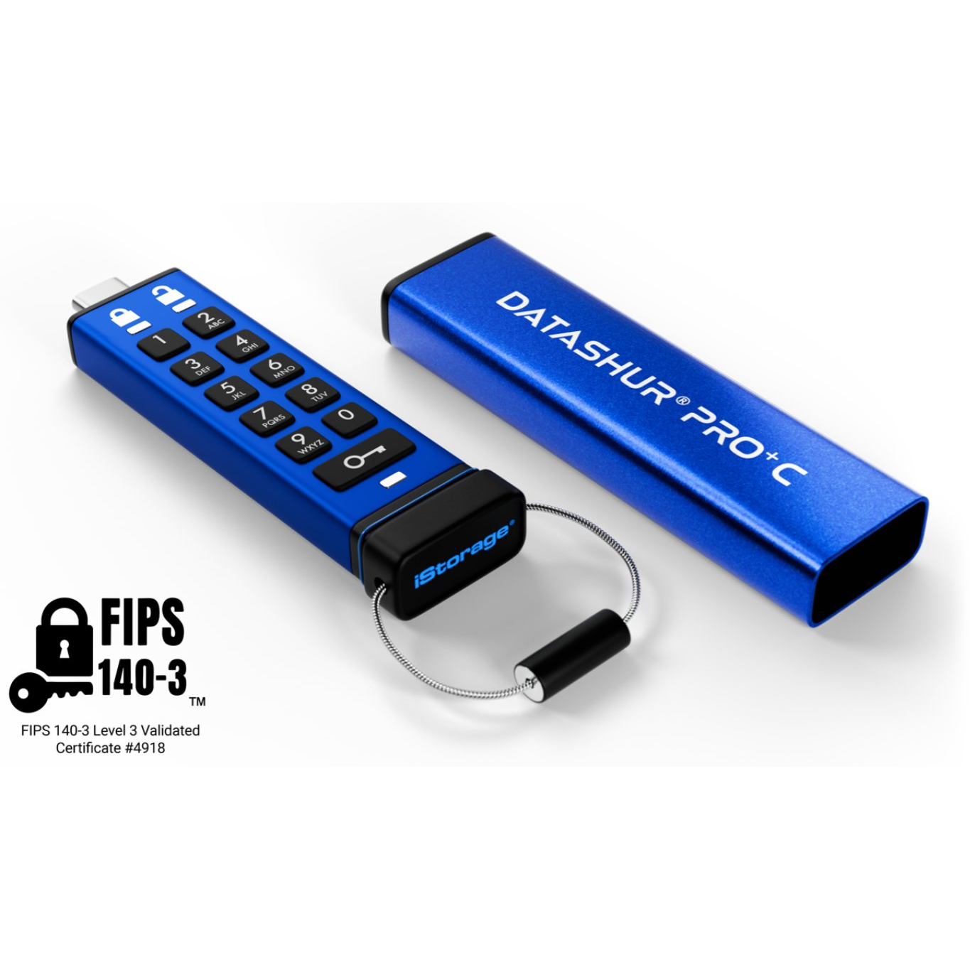 iStorage datAshur PRO+C USB flash meghajtó 256 GB USB C-típus 3.2 Gen 1 (3.1 Gen 1) Kék (IS-FL-DA3C-256-256)