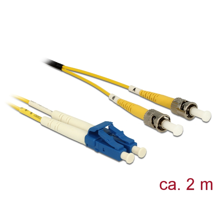 Delock Kábel, optikai szálas LC > ST egyszeres OS2, 2 m (84612) (84612)