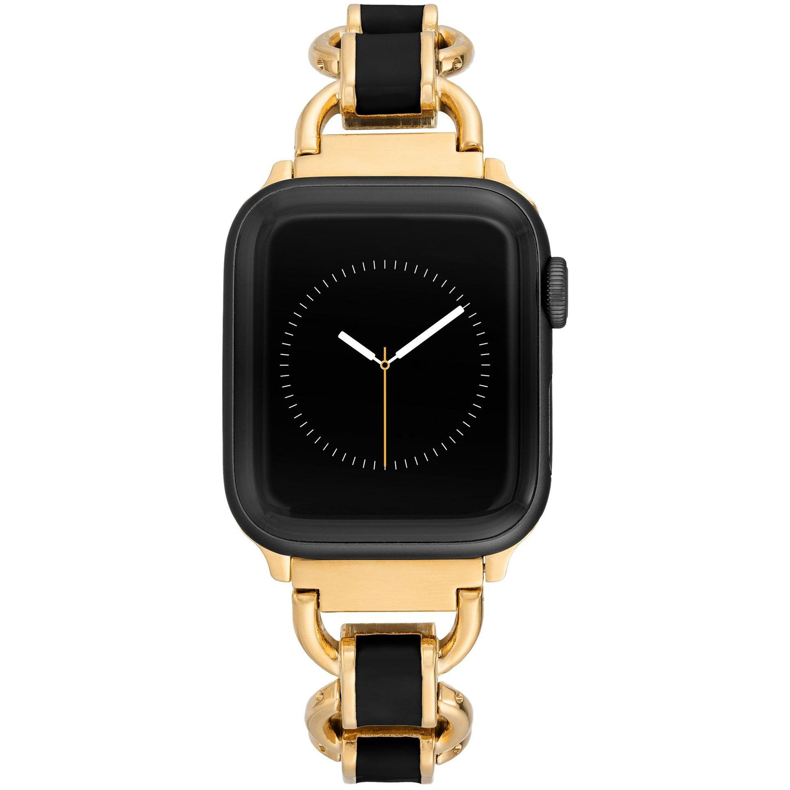 Anne Klein lakkozott szíj, Apple Watch 42mm/44mm/45mm/49mm modellhez, fekete (WK/1021BKGP)