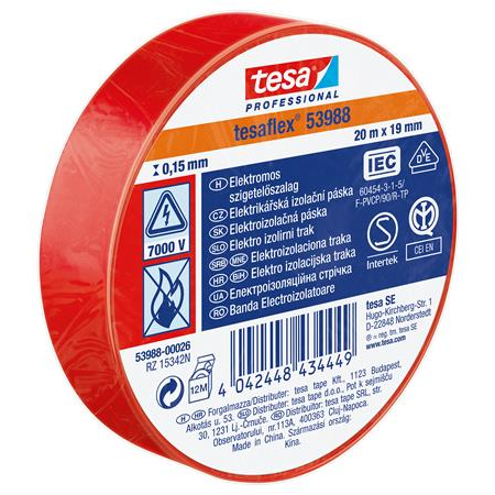 Tesa Professional Szigetelőszalag - Piros (20m) (53988-00026-00)