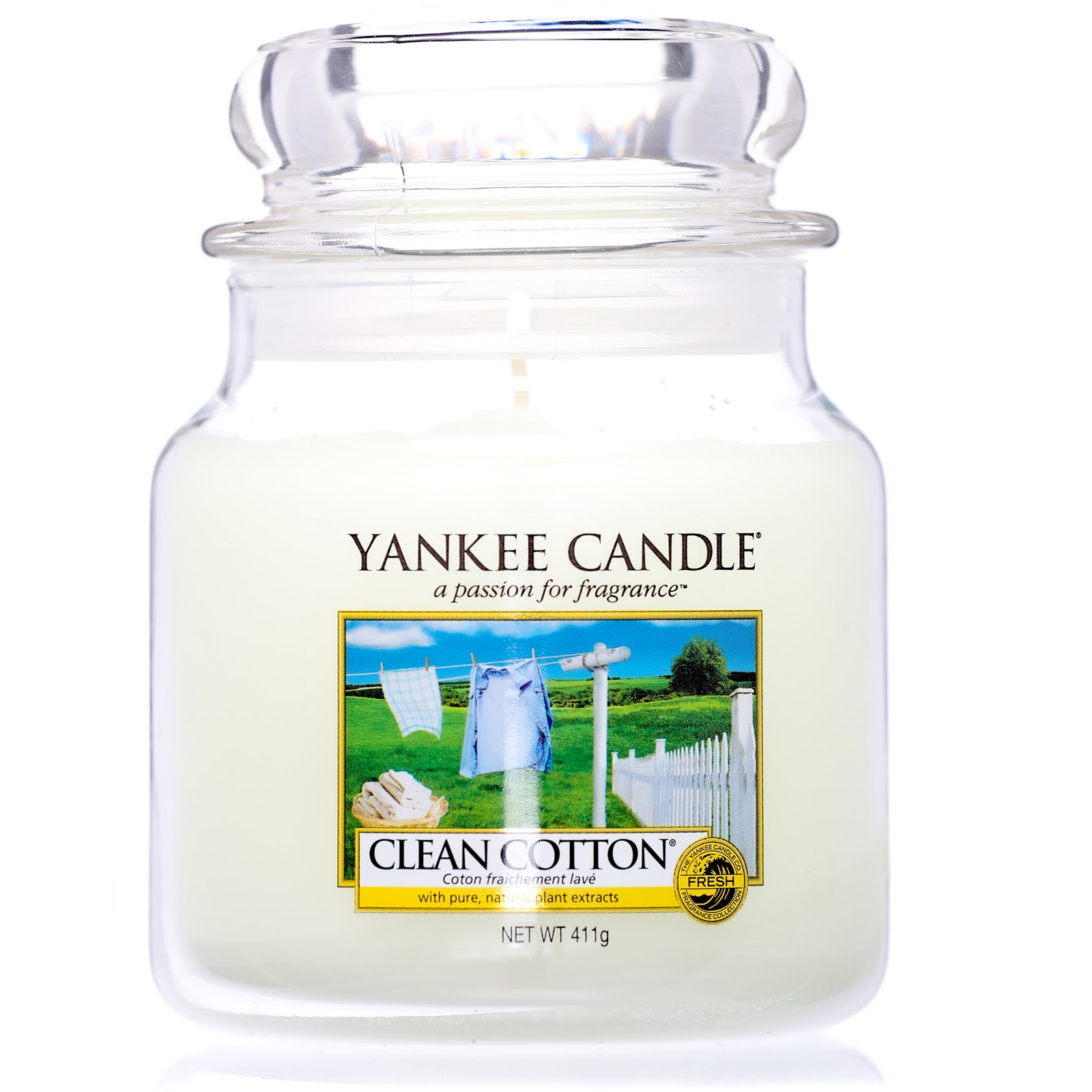 YANKEE CANDLE Classic Clean Cotton, közepes méretű, 411 gramm (5038580000115)