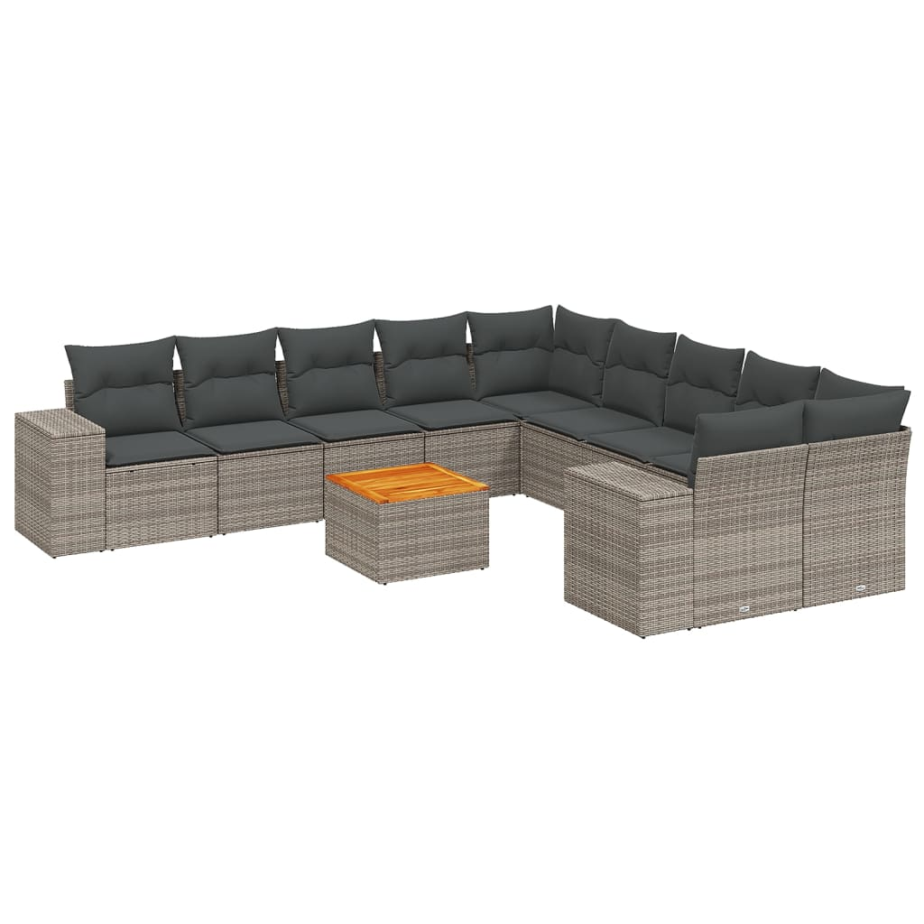 11 részes szürke polyrattan kerti ülőgarnitúra párnákkal (3225640)