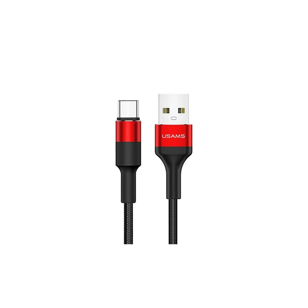 USAMS Braided U5 2A USB-C kábel 1.2m piros SJ221TC02 (US-SJ221)