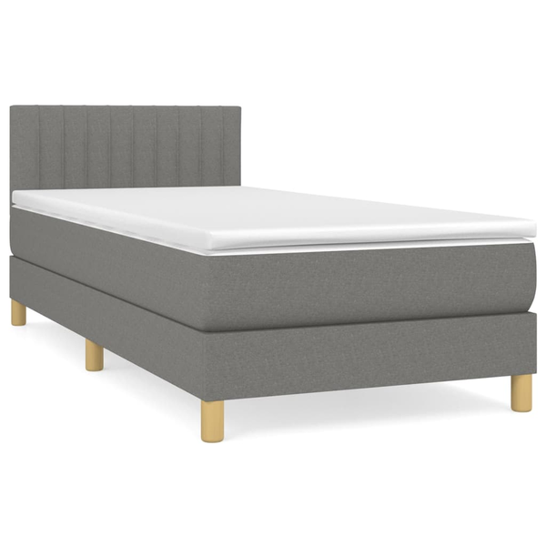 Pat box spring cu saltea, gri închis, 80x200 cm, textil