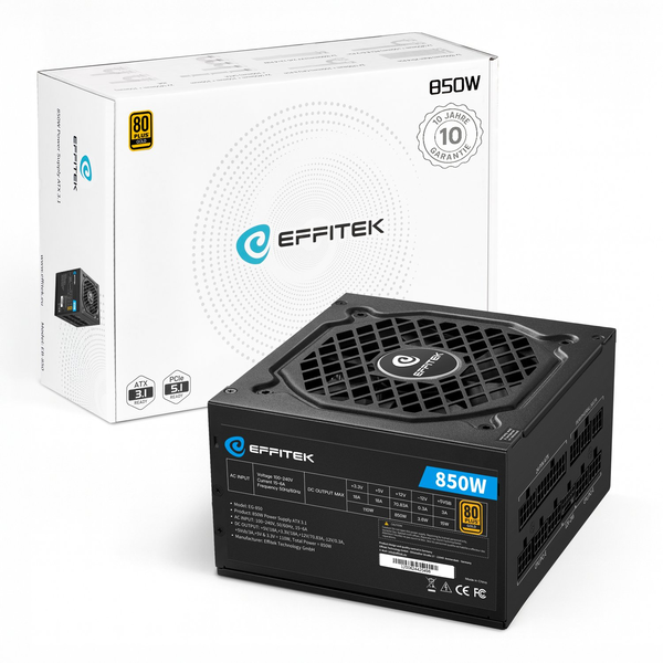 EFFITEK Netzteil 850W  Gold ATX 3.1, PCI 5.1 Modularer Kabel