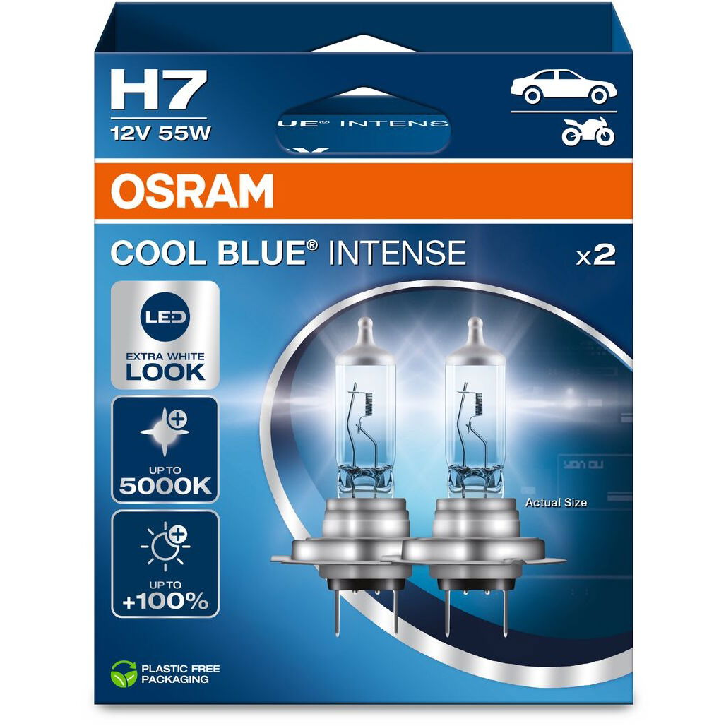 OSRAM H7 Cool Blue Intense Next Generation, 12V, 55W, PX26d, Duobox (64210CBN-2HB)