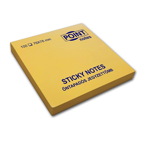 Point 76x76mm 100lapos sárga öntapadós jegyzettömb (C20507)