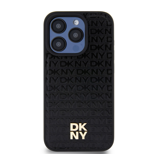 Zadný Kryt DKNY pre Apple iPhone 14 Pro Leather Monogram Pattern čierny