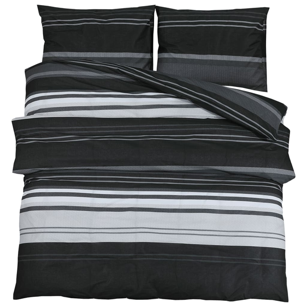  vidaXL Zestaw pościeli, czarno-biały, 240x220 cm, bawełna