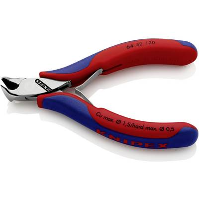 Elektronikai homlokcsípőfogó, lágy/közepes/kemény huzal max.: O 1,5/1/0,5 mm, Knipex 64 32 120 (64 32 120)