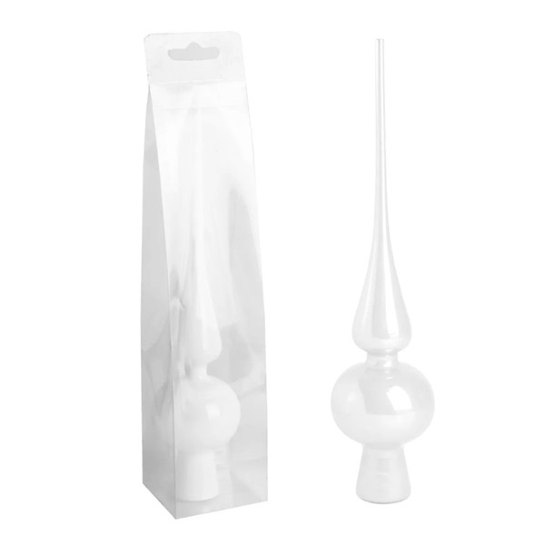 IRIS karácsonyi dísz, csúcsdísz, pvc dobozban,dísz fényes, fehér 26cm (050098)