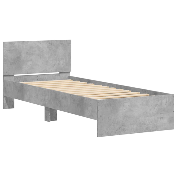  vidaXL vidaXL Rama łóżka z wezgłowiem, szarość betonu, 75x190 cm