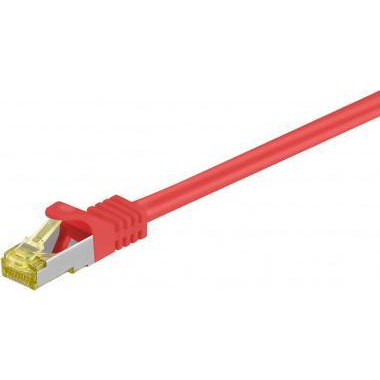 Goobay RJ45 patchkabel, CAT 6A S/FTP (PiMF), 500 MHz z CAT 7 kable surowym, Czerwony - Długość kabla 0.5 m
