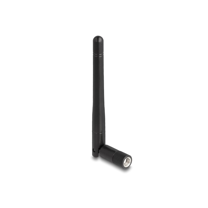 Delock WLAN 802.11 ac/ax/a/b/g/n antenna RP-SMA-dugó 2 dBi mindenirányú, dönthető csatlakozással (fekete színű) (90150) (90150)
