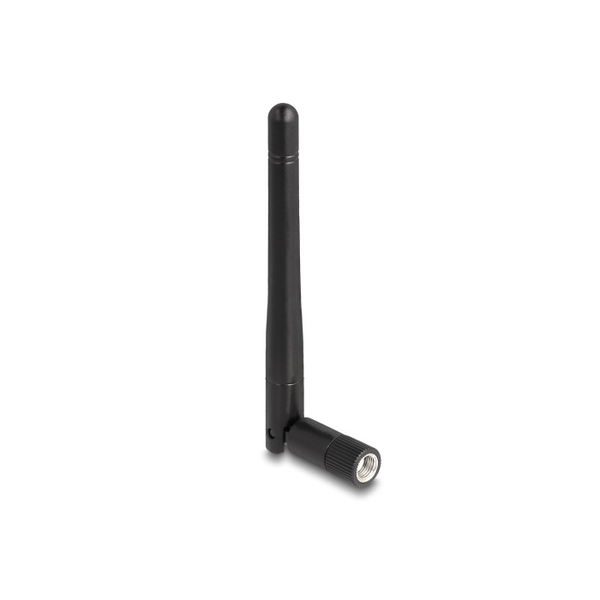 Delock WLAN 802.11 ac/ax/a/b/g/n antenna RP-SMA-dugó 2 dBi mindenirányú, dönthető csatlakozással (fekete színű) (90150)