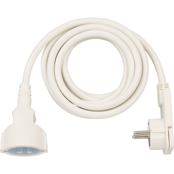 Verlängerungskabel, 1x Winkel-Flachstecker (weiß, 3 Meter)