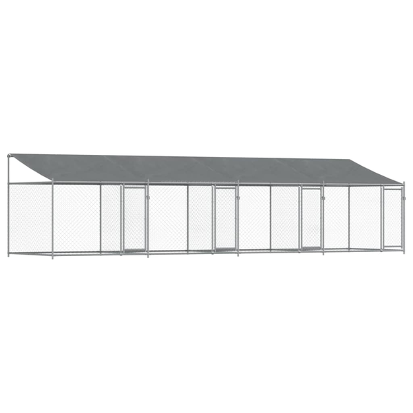 vidaXL Klatka dla psa, z dachem i drzwiami, szara, 8x2x2 m, stal