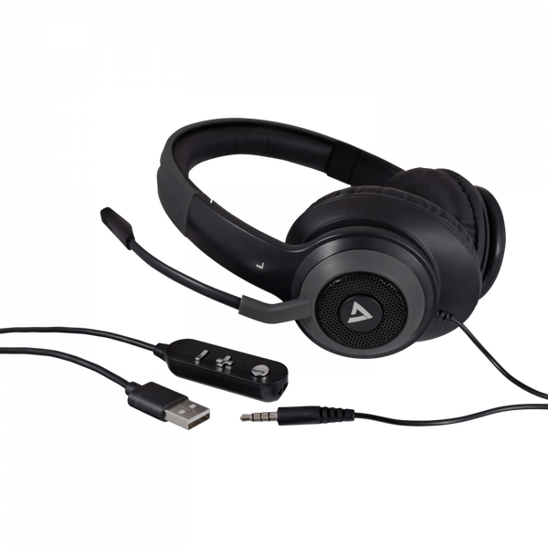 V7 HC701 слушалка Слушалки Жичен Лента за глава Обаждания/музика USB Тип-A Черен