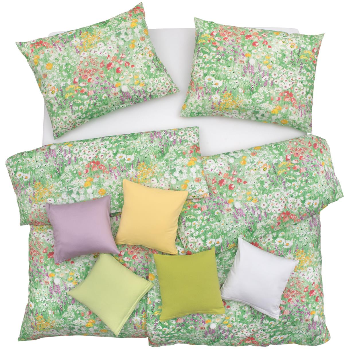 SCANquilt SATÉN DESIGN 140 × 200/70 × 90 cm ágyneműhuzat - zöld nyári álom (36508)