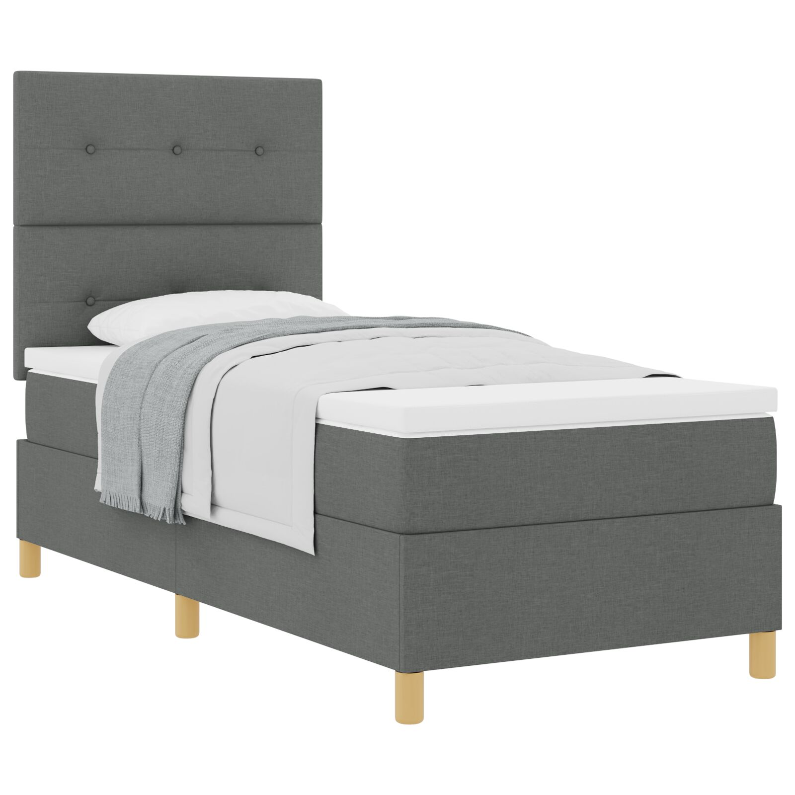 Boxspring Ágy Matraccal Sötétszürke 100x200 cm Szövet (3339596)