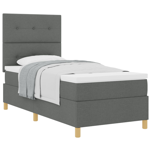 Boxspring Ágy Matraccal Sötétszürke 100x200 cm Szövet
