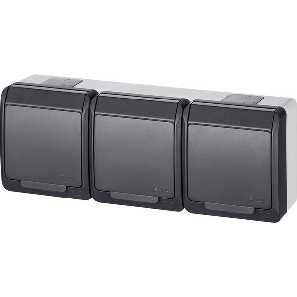 Elektro-Plast Hermes Gniazdo hermetyczne potrójne z/u 16A IP44 antracyt GNT 0323-07