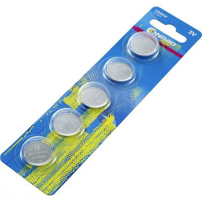Conrad energy Gombelem CR 2016 Lítium 80 mAh 3 V 5 db (CE-1620650)