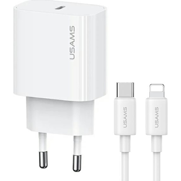 USAMS SÍŤOVÁ NABÍJEČKA 1xUSB-C PD 20W PRO LIGHTNING + KABEL 30W