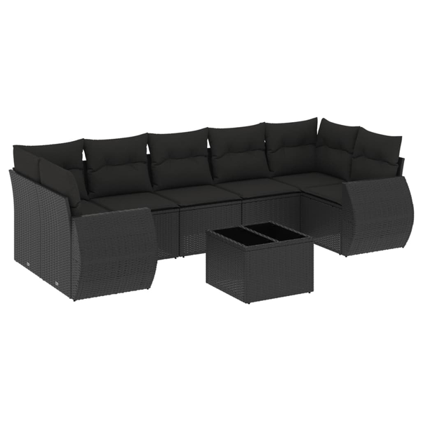 Sada záhradného nábytku plast vidaXL čierna 8 el.